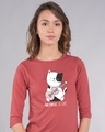 Shop Meowsic Round Neck 3/4th Sleeve T-Shirt-Front