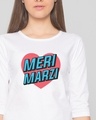 Shop Meri Marzi 3/4 Sleeve Slim Fit T-Shirt White-Front