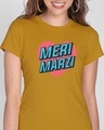 Shop Meri Marzi Half Sleeve Printed T-Shirt Mustard Yellow -Front
