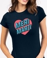 Shop Meri Marzi Half Sleeve Printed T-Shirt Navy Blue-Front