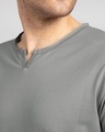 Shop Meteor Grey Slit Neck Full Sleeve Henley T-Shirt