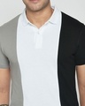 Shop Metetor Grey-White-Black Triple Vertical Block Polo T-Shirt