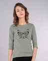 Shop Mew Mew-cat Round Neck 3/4th Sleeve T-Shirt-Front
