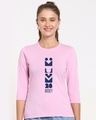 Shop Women's Pink Mickey 3 4 Sleeve Slim Fit T-shirt-Front