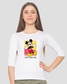 Shop Mickey Don't Care Round Neck 3/4th Sleeve T-Shirt (DL)-Front