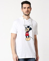 Shop Mickey Hanging Half Sleeve Hoodie T-shirt (DL) White-Front
