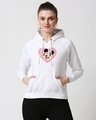 Shop Women's White Mickey Love Dots Graphic Printed Hoodie-Front