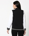 Shop Women's Black & White Mickey Color Block Varsity Bomber Jacket-Design