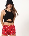 Shop Women's Red Mickey Moods All Over Printed Boxer Shorts-Front