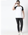 Shop Mickey Pizza Half Sleeve Raglan T-Shirt (DL) White-Black-Full