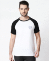 Shop Mickey Pizza Half Sleeve Raglan T-Shirt (DL) White-Black-Front