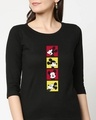 Shop Mickey Pop Blocks Round Neck 3/4 Sleeve T-Shirt Black (DL)-Front
