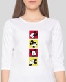 Shop Mickey Pop Blocks Round Neck 3/4 Sleeve T-Shirt White (DL)-Front
