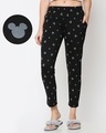 Shop Women's Black Mickey Silhouette All Over Printed Pyjamas-Front