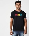 Shop Mickey Strip Color Crewneck Varsity Rib H/S T-Shirt (DL) Multicolor-Front