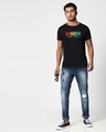 Shop Mickey Strip Color Crewneck Varsity Rib H/S T-Shirt (DL) Multicolor-Design