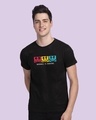 Shop Mickey Strip Color Half Sleeve T-shirt (DL) Black-Front