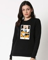 Shop Women's Black Mickey Trio Call Graphic Printed Sweater-Front
