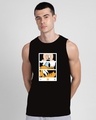 Shop Men's Black Mickey Trio Call Graphic Printed Vest-Front