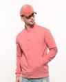 Shop Millennial Pink Buttoned Bomber Jacket-Front