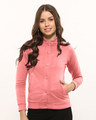Shop Millennial Pink Buttoned Bomber Jacket-Front