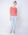 Shop Millennial Pink-White Ringer 3/4 Sleeve T-Shirts-Full