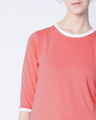Shop Millennial Pink-White Ringer 3/4 Sleeve T-Shirts