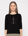 Shop Minimal Anchor Round Neck 3/4th Sleeve T-Shirt-Front