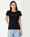 Shop Minimal Believe Crewneck Varsity Rib T-Shirt-Front