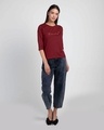 Shop Minimal Believe Round Neck 3/4 Sleeve T-Shirt Scarlet Red-Design
