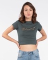Shop Minimal Believe Round Neck Crop Top T-Shirt-Front