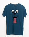 Shop Minimal Dog Face Half Sleeve T-Shirt-Front