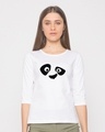 Shop Minimal Panda Round Neck 3/4th Sleeve T-Shirt-Front