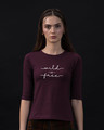 Shop Minimal Wild Round Neck 3/4th Sleeve T-Shirt-Front
