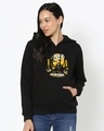 Shop Women's Black Minion Graphic Printed Hoodie-Front