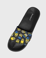 Shop Men's Black Minion Smirk Velcro Sliders-Design