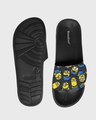 Shop Men's Black Minion Smirk Velcro Sliders-Full