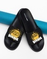 Shop Women's Black Minions Splash Adjustable Velcro Sliders-Front