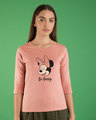 Shop Minnie Be Happy Round Neck 3/4th Sleeve T-Shirt (DL)-Front