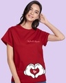 Shop Women's Red Minnie Love Hyper Print Boyfriend T-shirt-Front