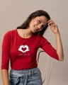 Shop Minnie Love Yourself Round Neck 3/4 Sleeve T-Shirt (DL) Bold Red-Front