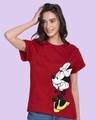 Shop Women's Red Minnie Graphic Printed Boyfriend T-shirt-Front