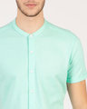 Shop Mint Green Mandarin Collar Pique Shirt