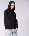 Shop Women's Black  Relaxed Fit Hoodie-Front