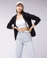 Shop Women's Black  Relaxed Fit Hoodie-Full
