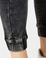 Shop Women's Black Washed Mid Rise Relaxed Fit Joggers-Full