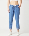 Shop Women's Blue  High Rise Relaxed Fit Joggers-Front