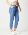 Shop Women's Blue  High Rise Relaxed Fit Joggers-Full