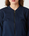 Shop Women's Blue Relaxed Fit Keep The Ride On Jacket-Full
