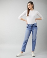 Shop Women's Blue Washed High Rise Wide Leg Fit Jeans